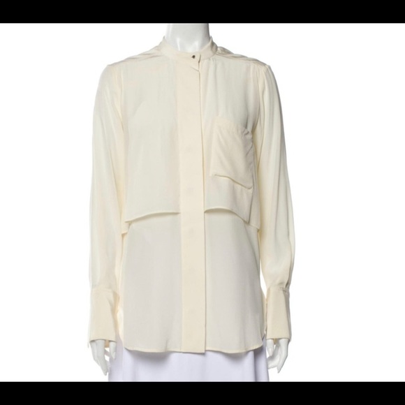 Belstaff Silk Mock Neck Button Up Top Blouse Sz 40 - Picture 1 of 7